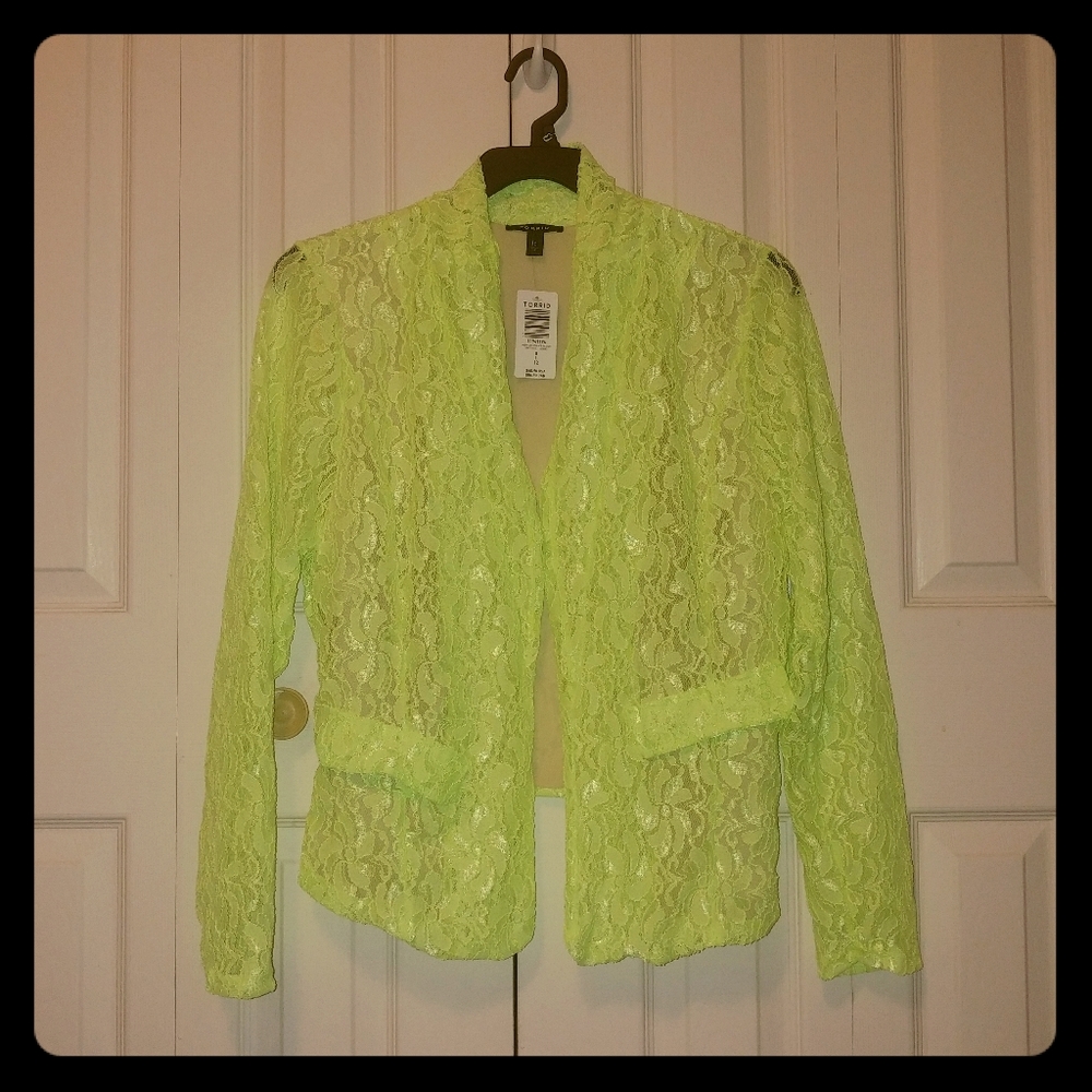 Lime green lace blazer